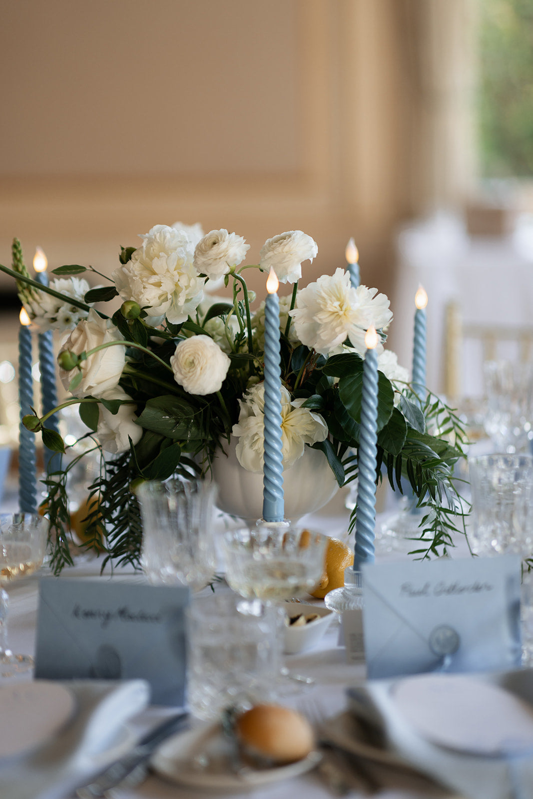 Flameless Blue Twisted Taper Candles