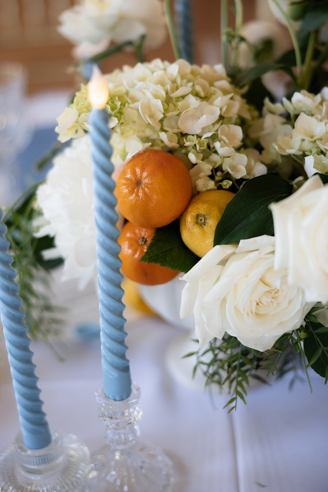 Flameless Blue Twisted Taper Candles